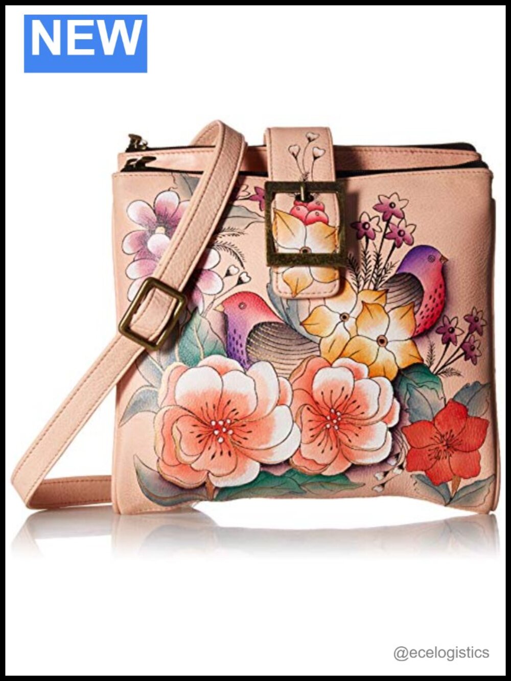 Genuine Leather Hand-Painted Travel Organizer Triple Compartment Satchel